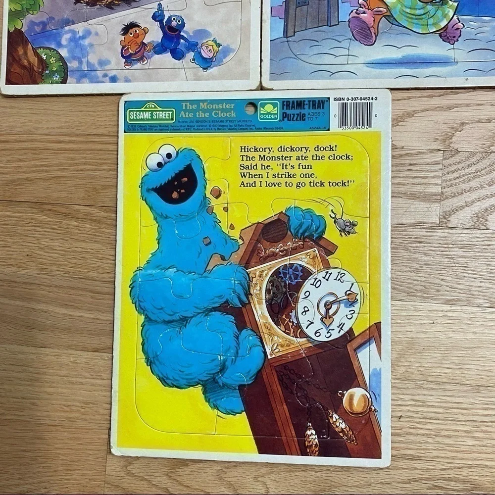 Vintage Sesame Street Tray Puzzle Children’s Kids Cookie Monster Big Bird Bert